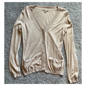 One A Small Tan Button Down Light Cardigan w/ Pockets.